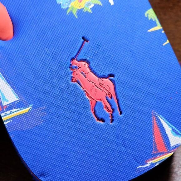Polo Ralph Lauren Thong Sandals Men\'s Size 11 Blue Red Beach Ship Vacation New main image 16
